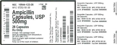 500mg 28ct (Label Ampicillin Caps 500mg Bpi(10544 122 28) Dava(67253 181 50) Rev0)